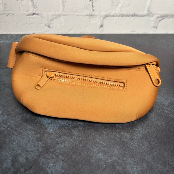 Dagne Dover Camel Tan Neoprene Belt Bag Neutral Adjustable Strap - Picture 2 of 6